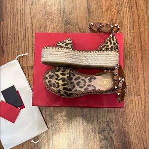 Valentino leopard platform espadrille sandals
